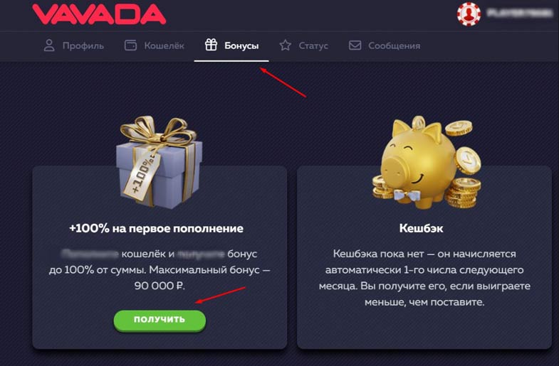 Бонусы в казино Вавада